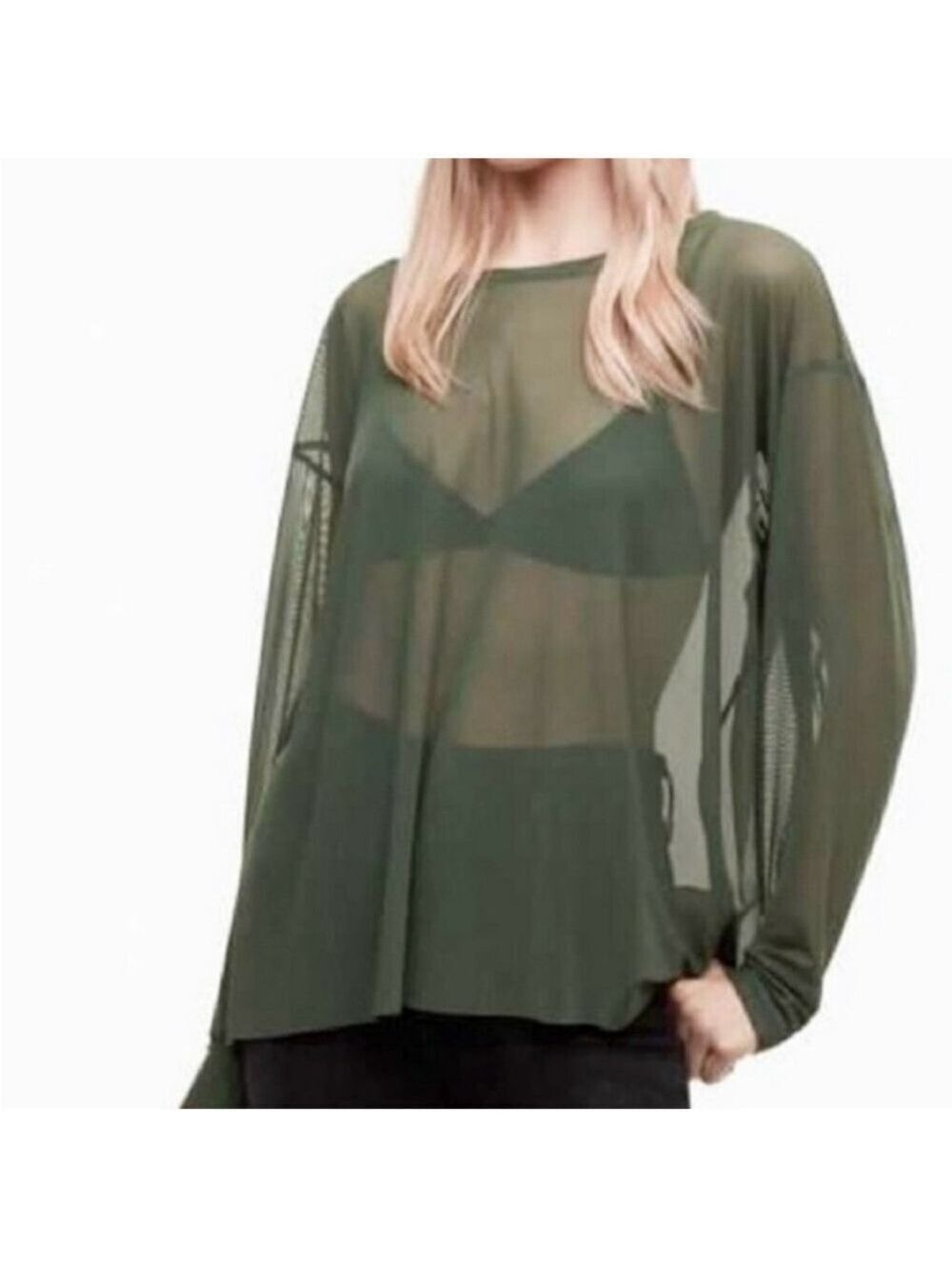 Aritzia Wilfred Free Green Kerwynn Mesh Top Oversized Tee Size 1 Small Medium